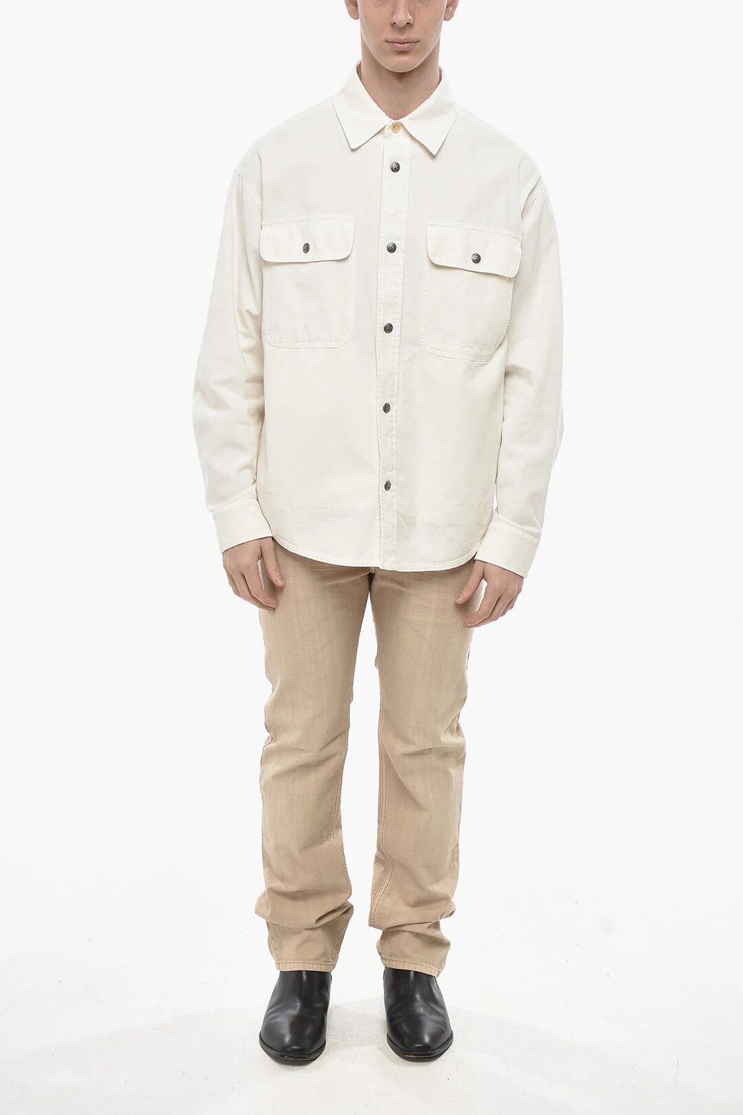 Palm Angels og1mm0226 Denim Shirt in White Size US S / EU 44-46 / 1 - 4 Thumbnail