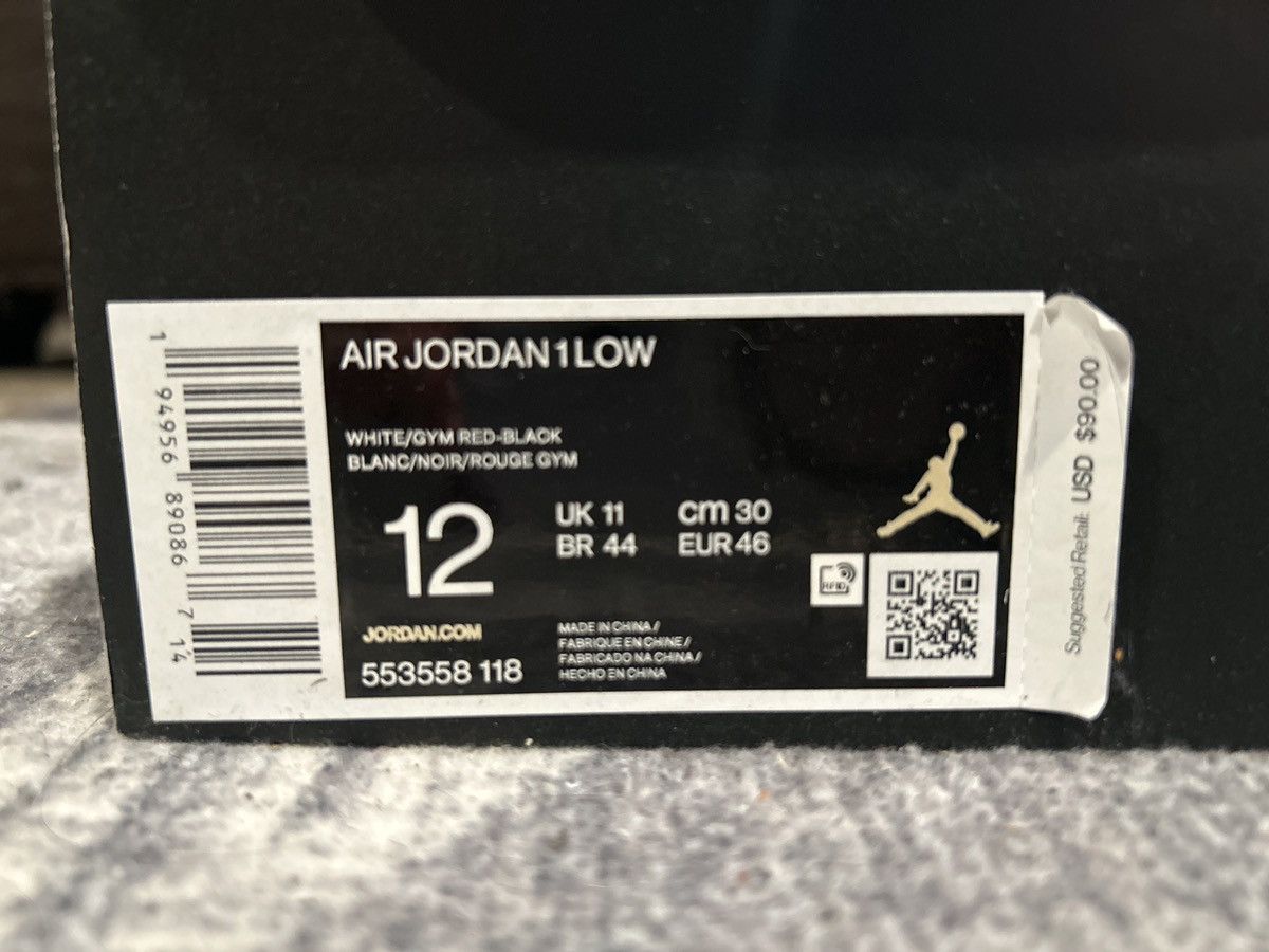 Jordan Brand Jordan 1 low “University Red” with box Size US 12 / EU 45 - 5 Thumbnail