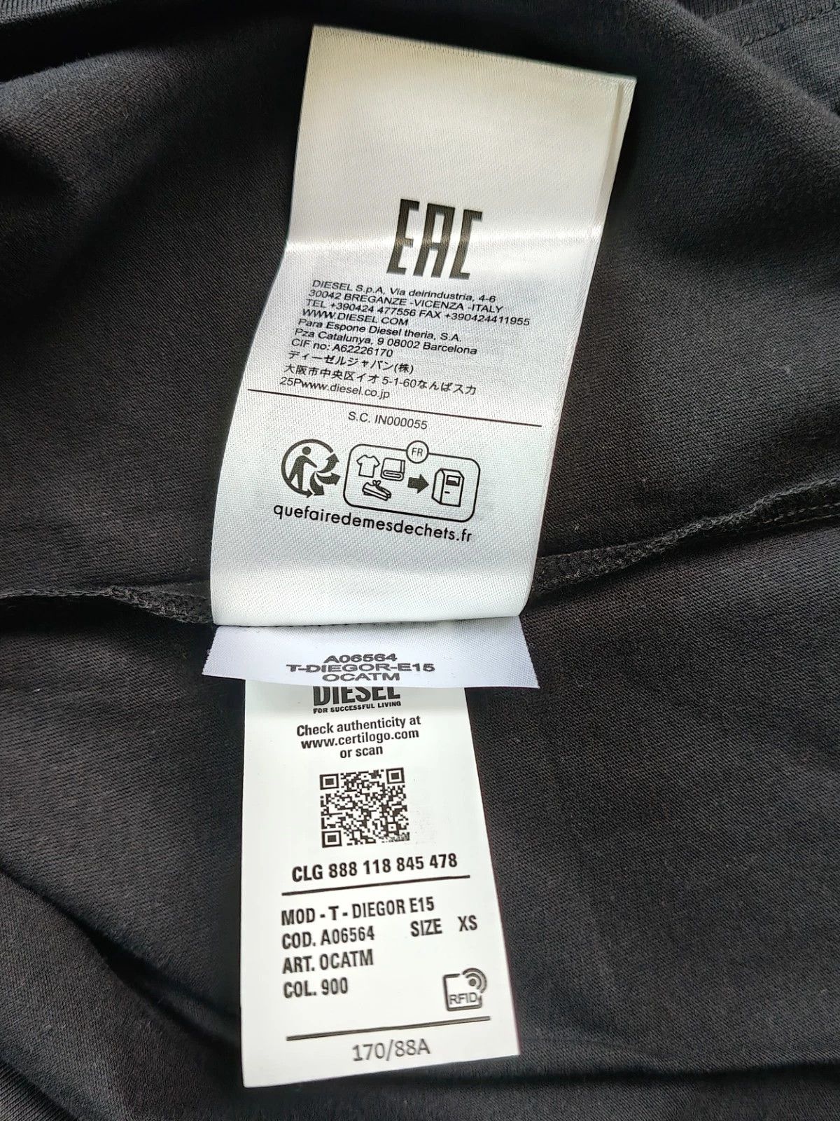 Diesel DIESEL Black T-Shirt With Logo Patch T 4119 Size US XS / EU 42 / 0 - 9 Thumbnail