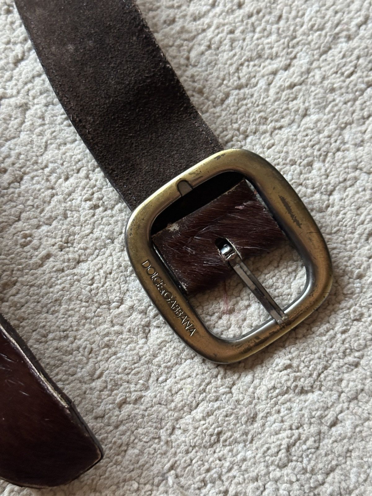 Dolce & Gabbana 2000s Dolce & Gabbana Cow Hide fur Leather Studded Belt Size 30 - 4 Thumbnail