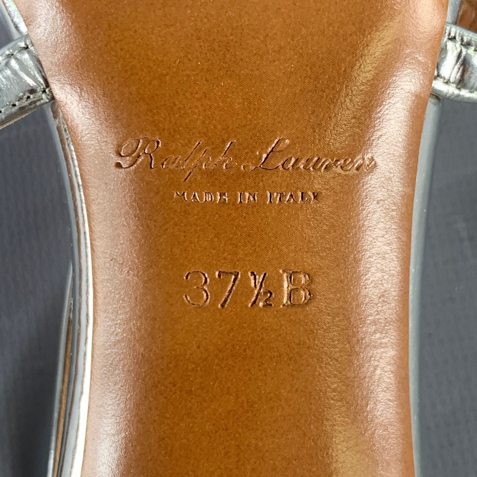 Ralph Lauren Size 7.5 Silver Patent Leather Metallic Strappy Sandals Size US 7.5 / IT 37.5 - 8 Thumbnail