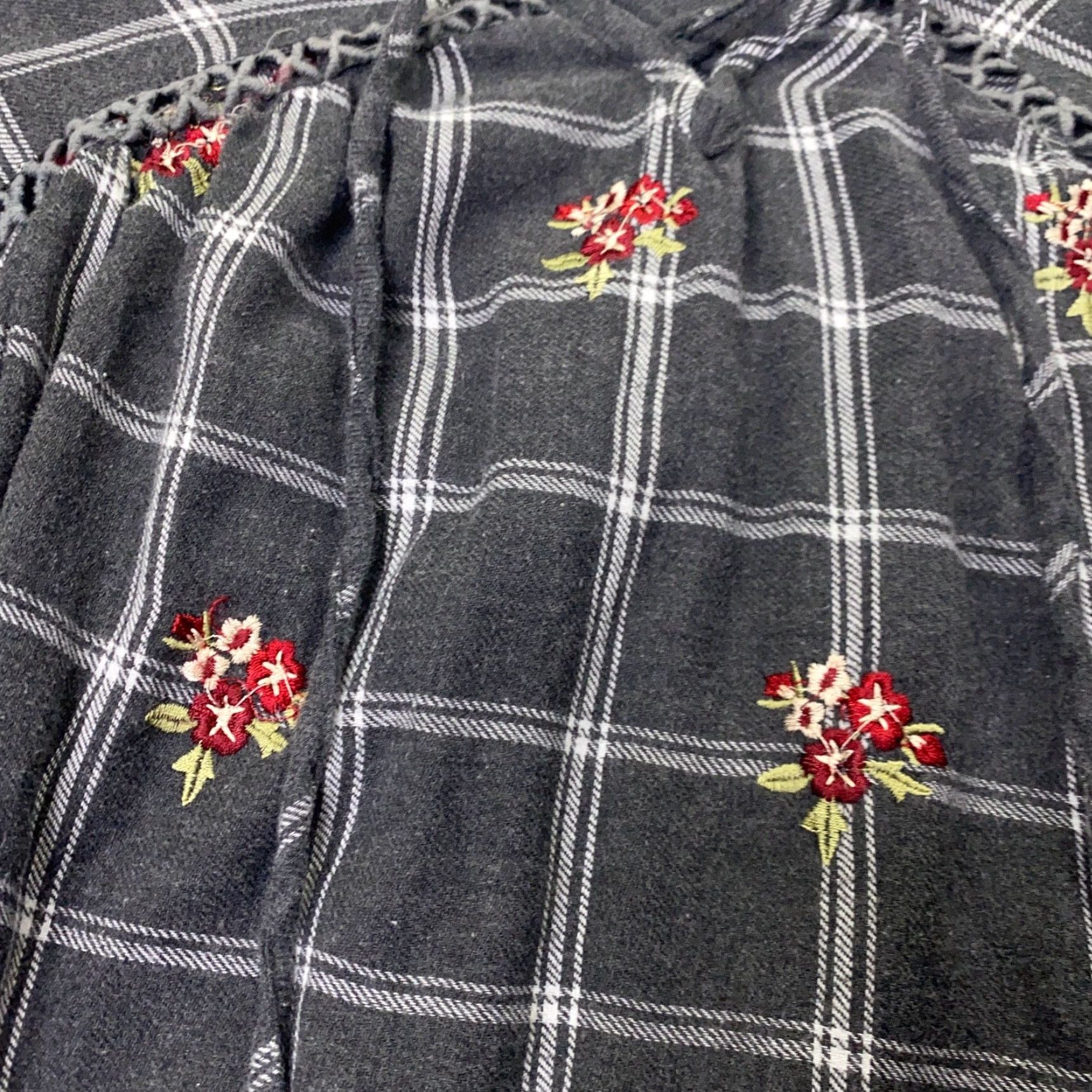 Vintage Angie Womens Shirt Small Black Plaid Flowers Hippie Boho Peasant Tunic Size S / US 4 / IT 40 - 5 Thumbnail