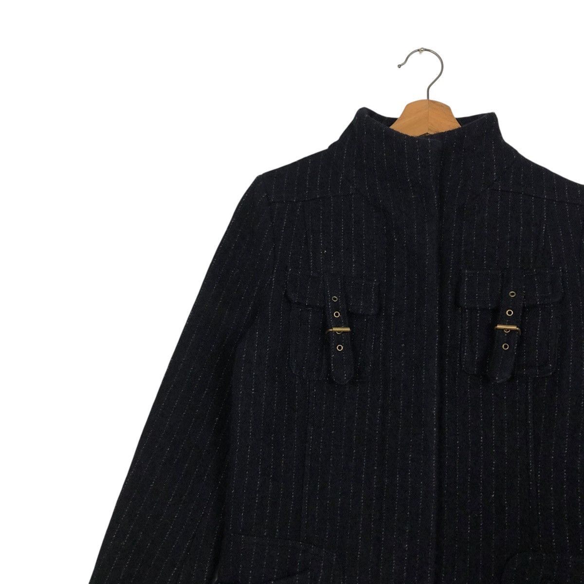 Japanese Brand 🔥VINTAGE BIKER JACKET STRIPED HICKORY MATIERES ISSEY MIYAKE Size US S / EU 44-46 / 1 - 9 Thumbnail