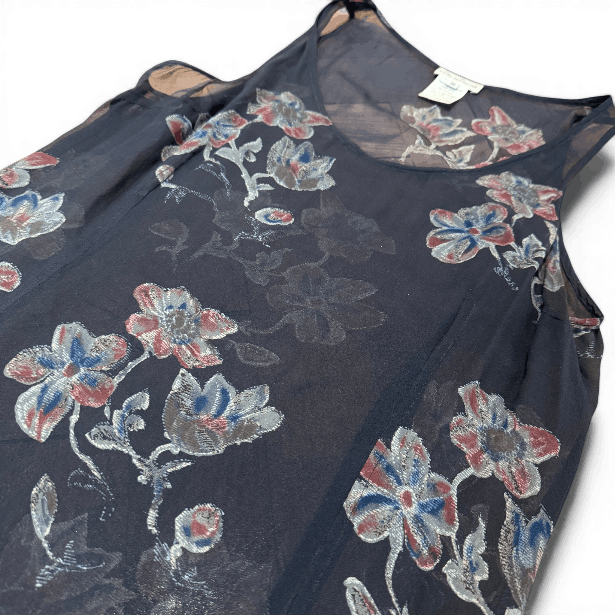 Dries Van Noten 90s Sheer Floral Silk Dress Size S / US 4 / IT 40 - 3 Thumbnail