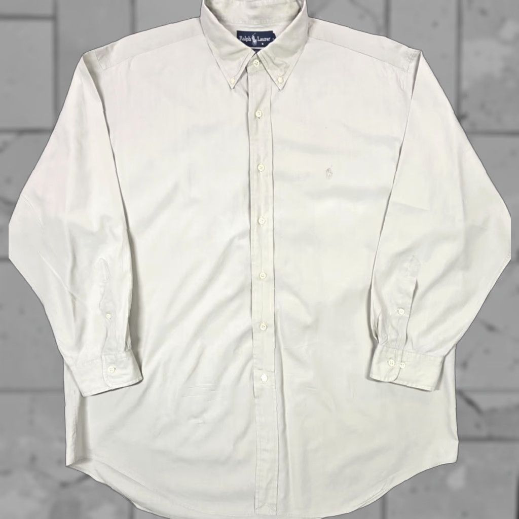 Polo Ralph Lauren Polo Ralph Lauren Beige Button-Up Shirt 17-32/33 Long Sleeve OCBD Oxford Yarmouth Mens Shirt Size US XL / EU 56 / 4 - 1 Thumbnail