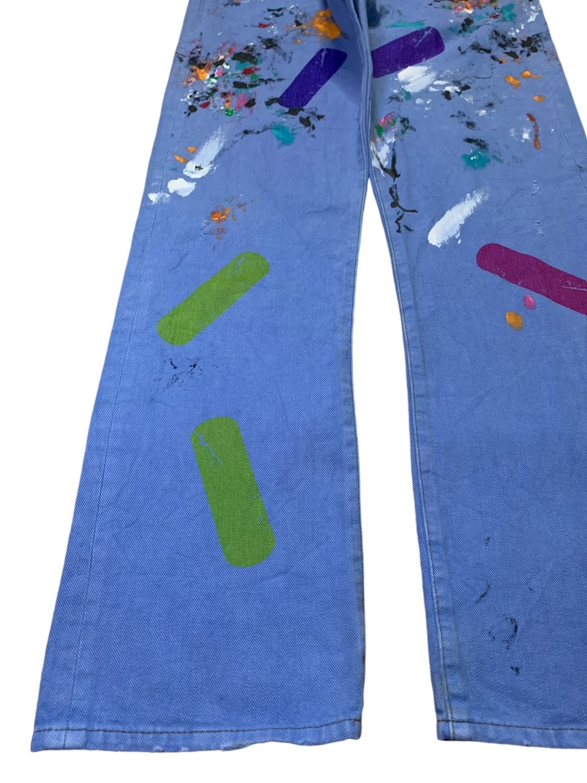 Japanese Brand Vintage Japanese Brand Blue Wash Paint Splatter Loose Jeans Size 31" - 6 Thumbnail