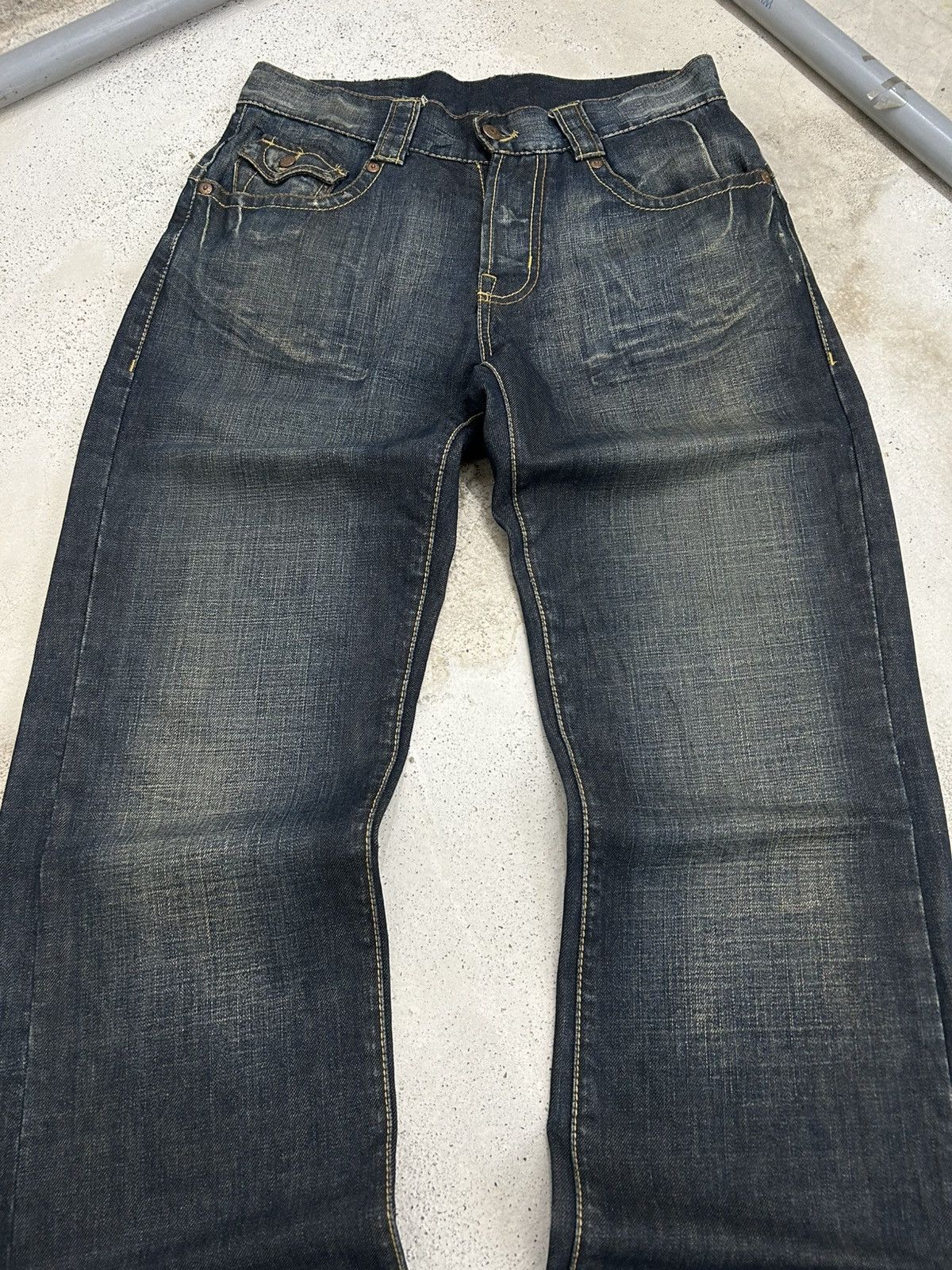 Le Grande Bleu (L.G.B.) Vintage Baggy Jeans Bonaventure Brand Mud Washed Size US 31 - 4 Thumbnail