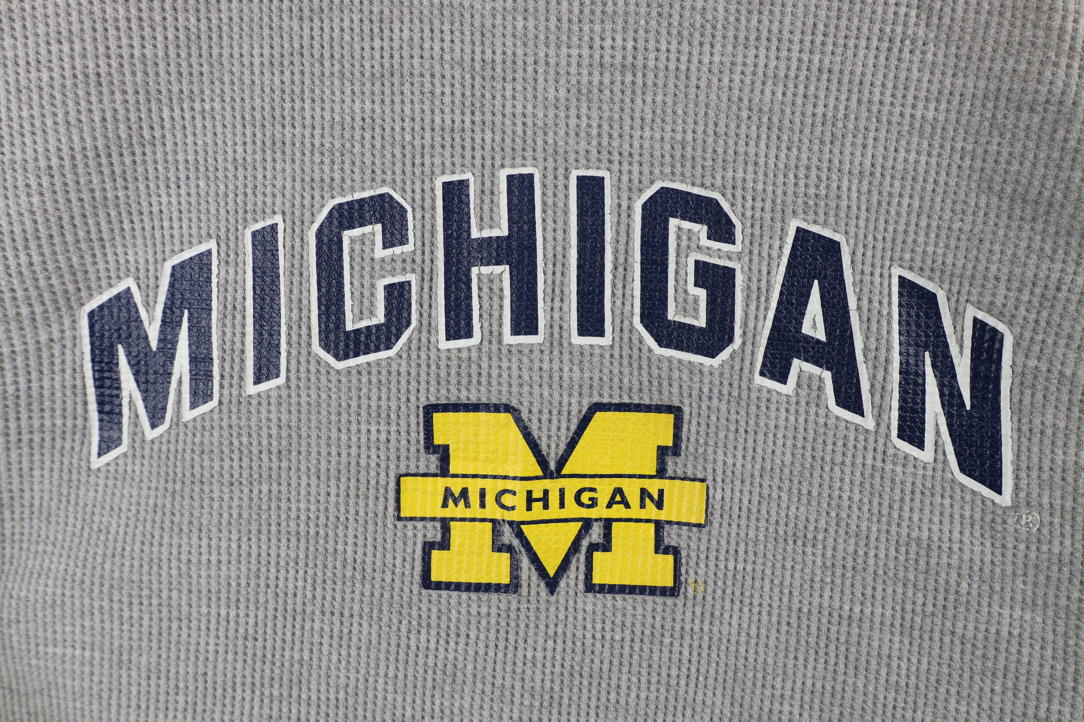 Vintage Vintage 90s Thermal Knit University of Michigan T-Shirt Size US L / EU 52-54 / 3 - 4 Thumbnail