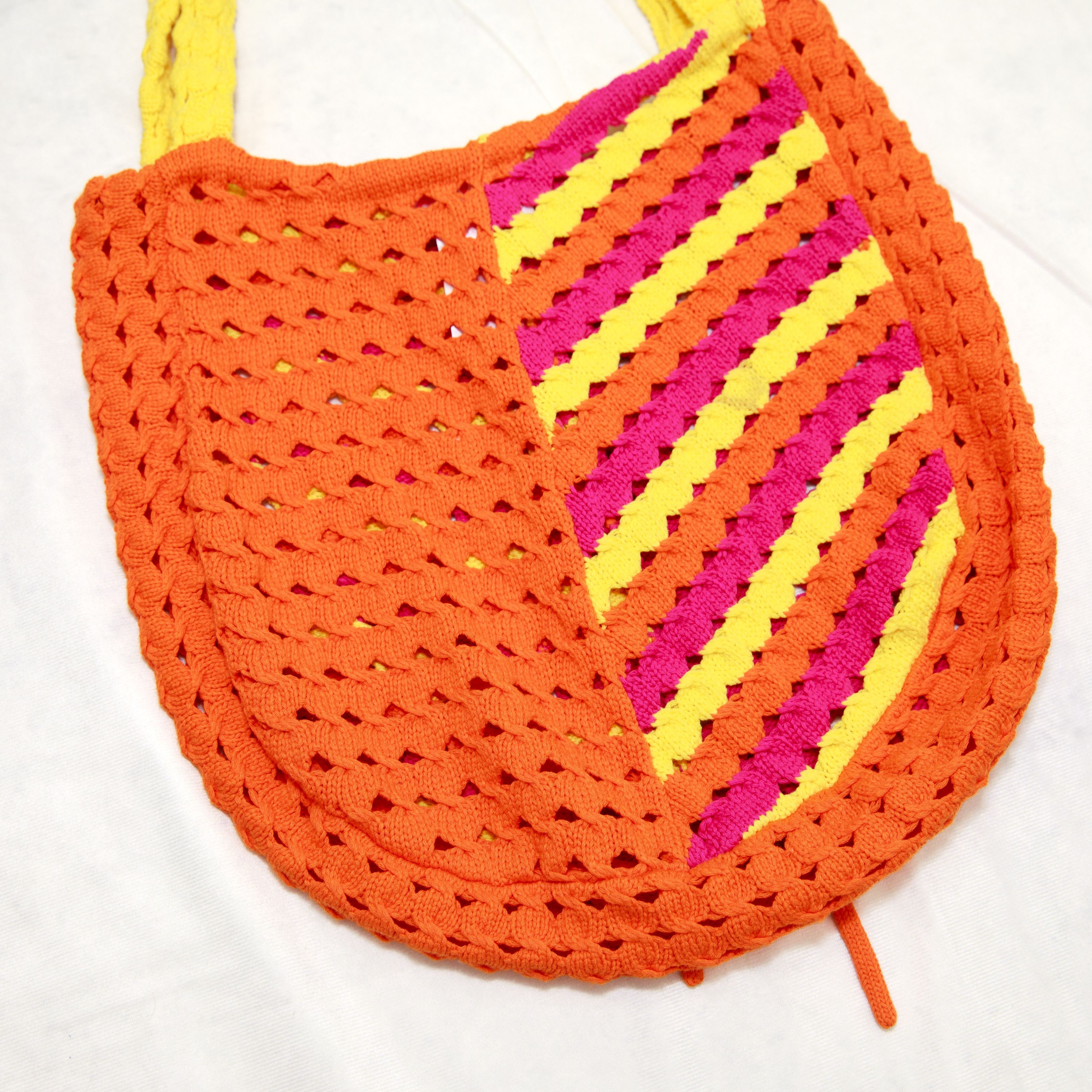Solid & Striped Solid and Striped Slouchy Bag Pink Yellow Orange Crochet Size ONE SIZE - 8 Thumbnail
