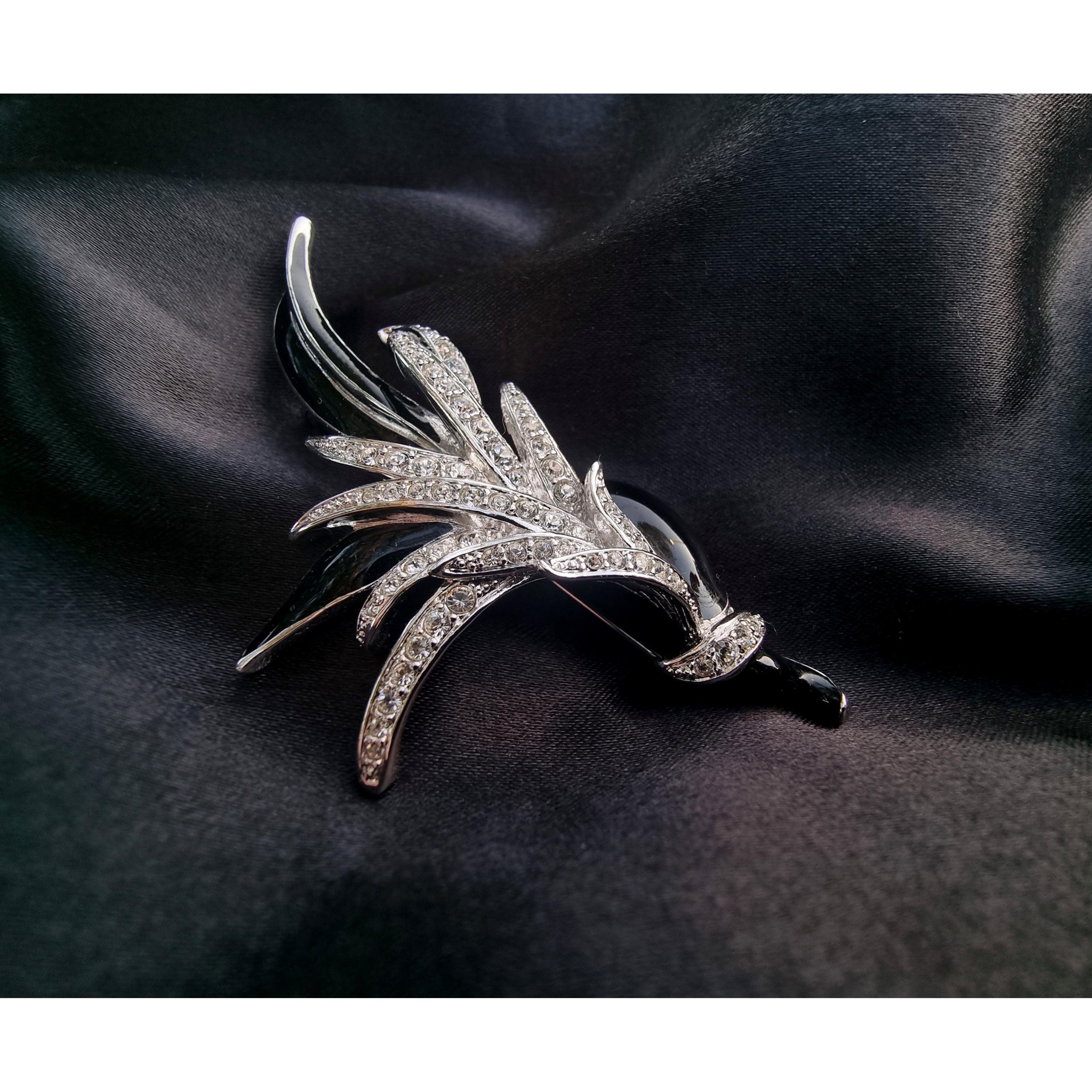 Other Vintage NOLAN MILLER Black and White Clear Rhinestones Silve Size ONE SIZE - 3 Thumbnail