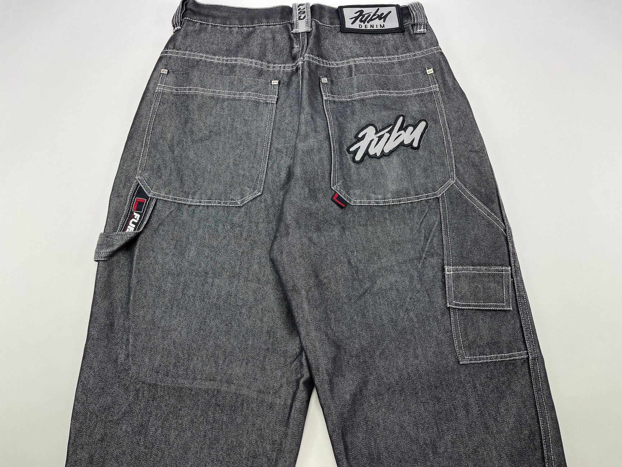 Fubu FUBU jeans, shiny black vintage baggy, silver metallic, W 30 Size US 30 / EU 46 - 7 Thumbnail