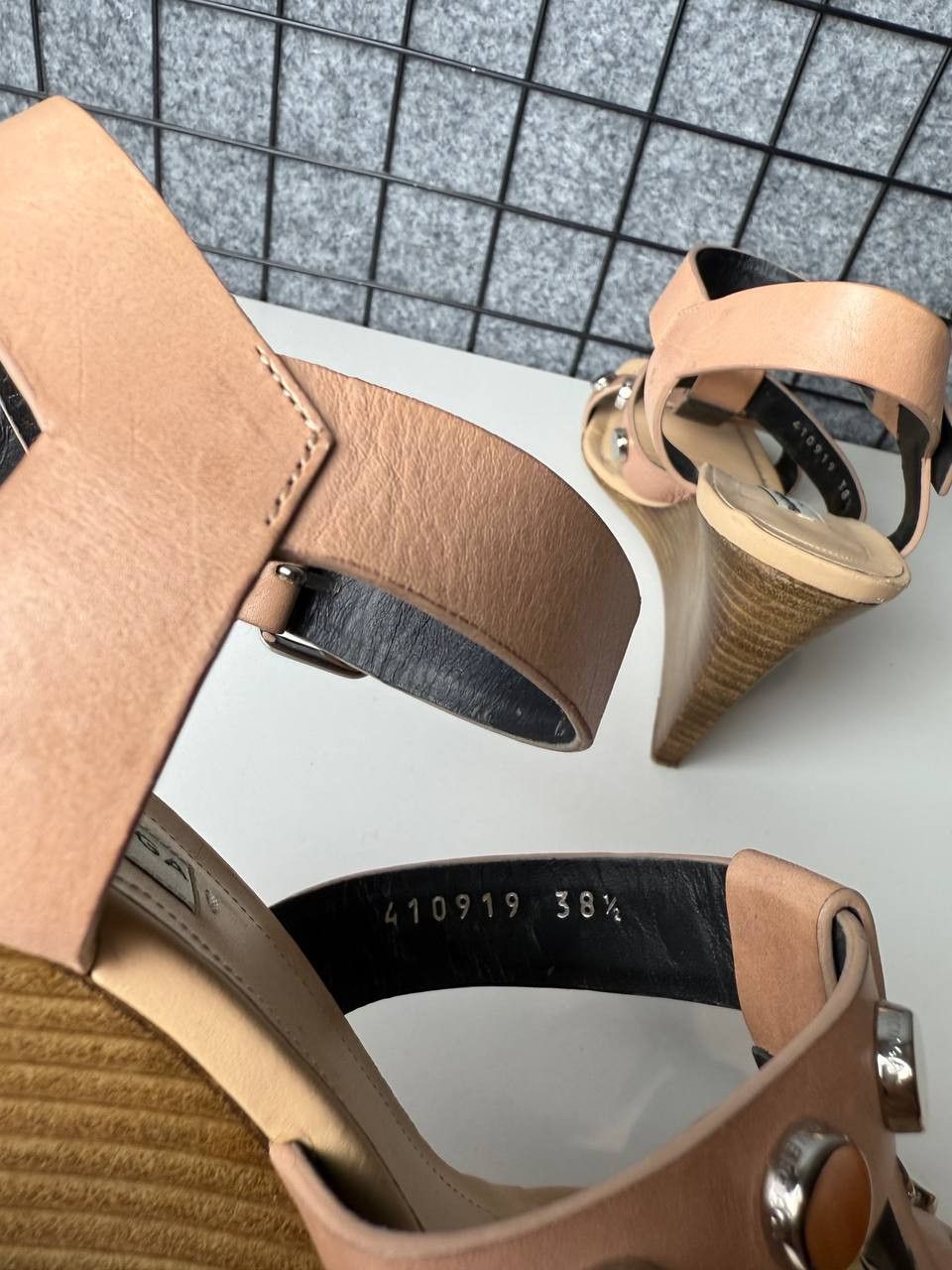 Balenciaga Balenciaga Pale Pink Leather Studs Sandals Wedge Shoes Size US 8 / IT 38 - 8 Thumbnail