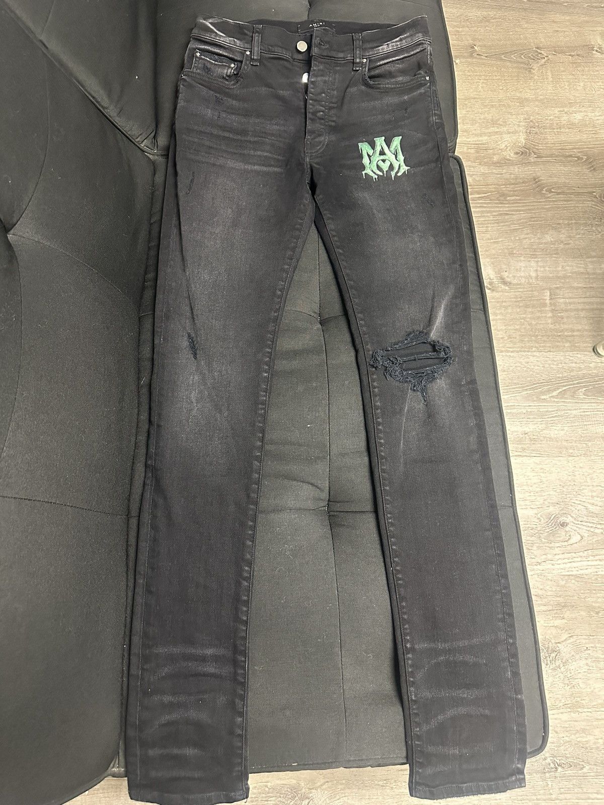 Amiri Amiri Watercolour logo-print skinny jeans Size US 31 - 5 Thumbnail