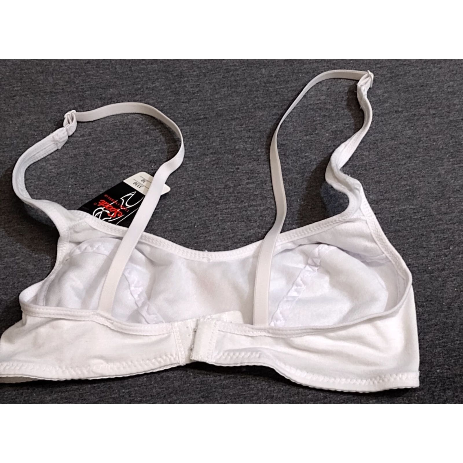 Vintage Spade Bra Women's White Love Logo Bra Size 30 Style 3330 Bralette Adjustable Strap Wireless One Size Cup 30 Logo Love Shirt? Size ONE SIZE - 2 Thumbnail