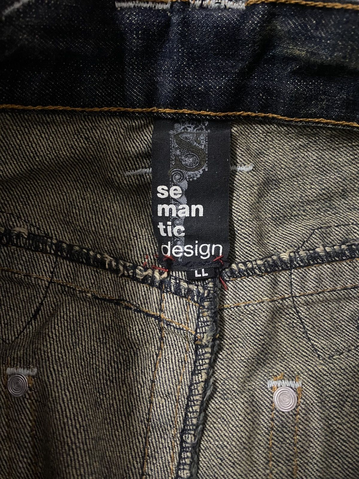 Japanese Brand Semantic Design Nicely Faded Zipper Back Pocket Jeans Size US 34 / EU 50 - 11 Thumbnail