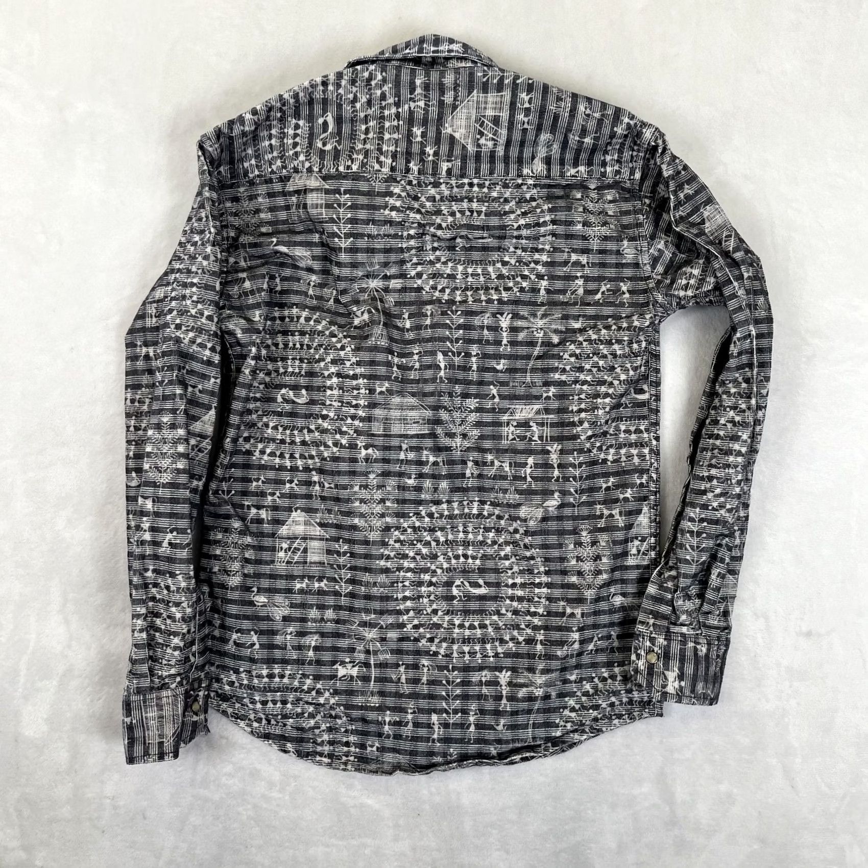 Coach Coach Shirt Mens Medium Gray Tribal Graphic Long Sleeve Snap Front Casual Size US M / EU 48-50 / 2 - 7 Thumbnail