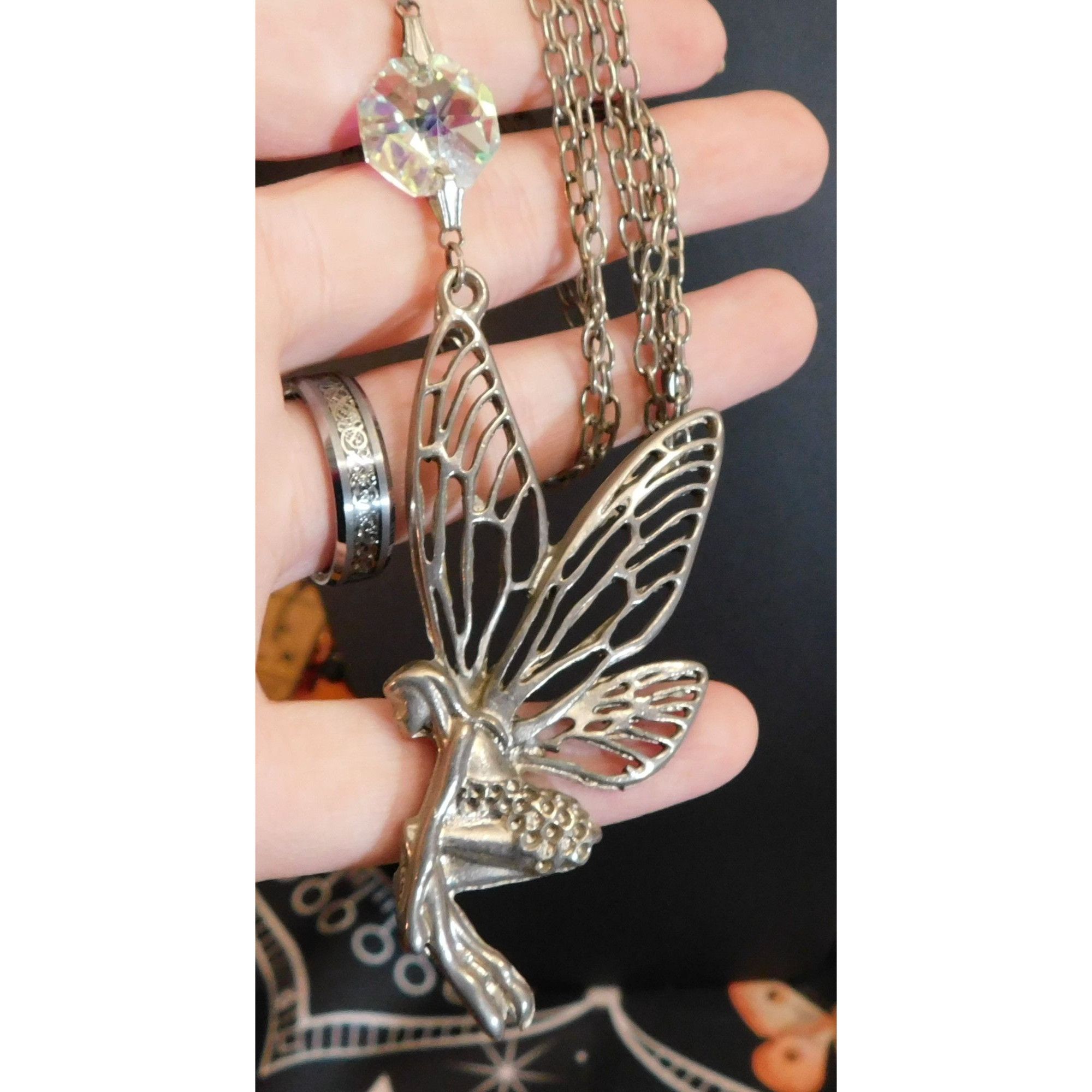 Other Fairycore Silver Tone Fairy Pendant Necklace With AB Gem Acc Size ONE SIZE - 8 Thumbnail