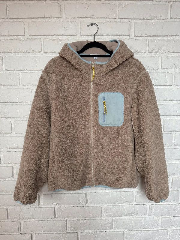image of J W Anderson x Uniqlo J.w.anderson X Uniqlo Sherpa Deep Pile Fleece Jacket Size M in Cream/Baby Blu