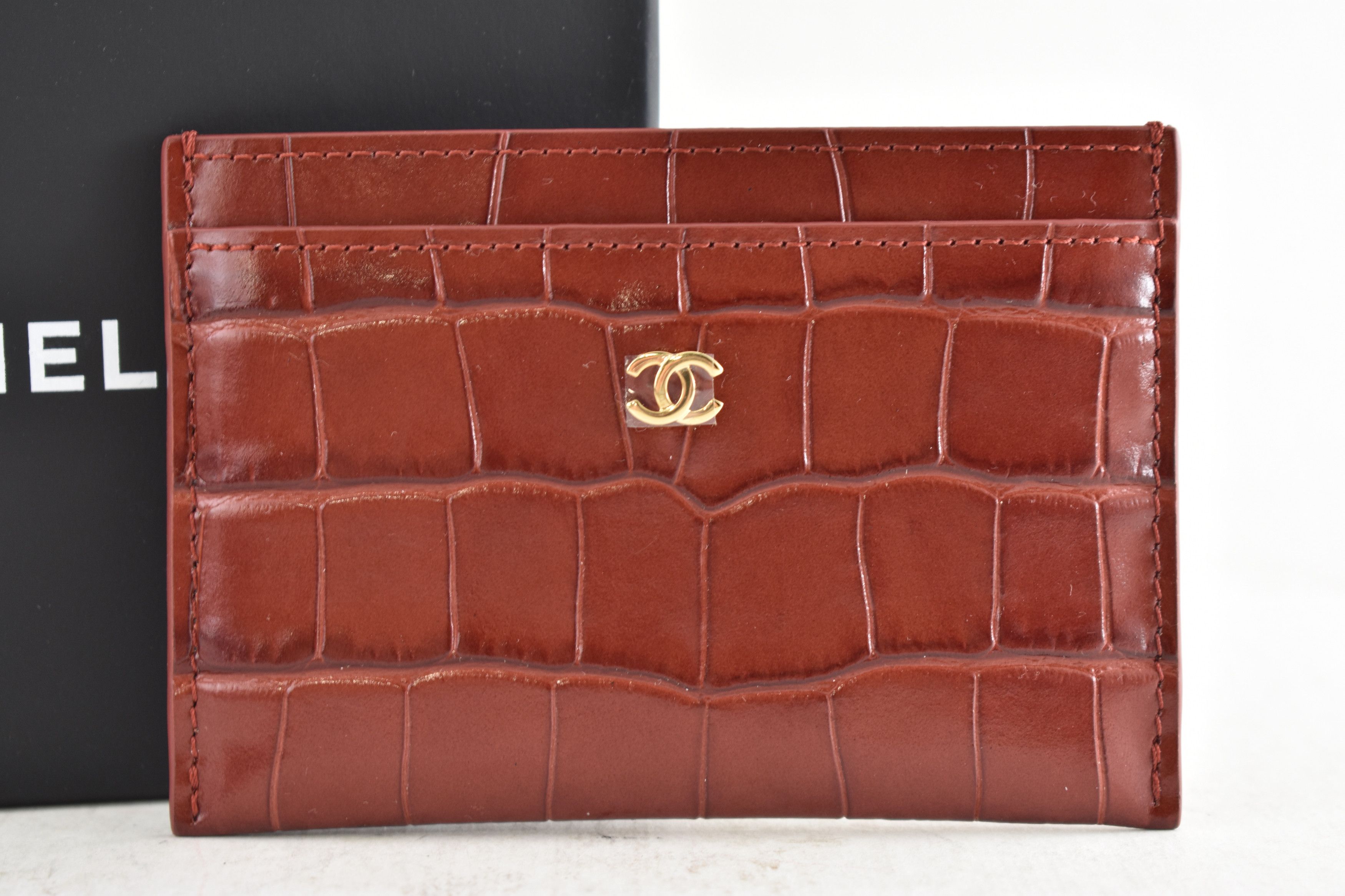 Chanel 26S Burgundy Crocodile Embossed Credit Card Holder Wallet Size ONE SIZE - 7 Thumbnail