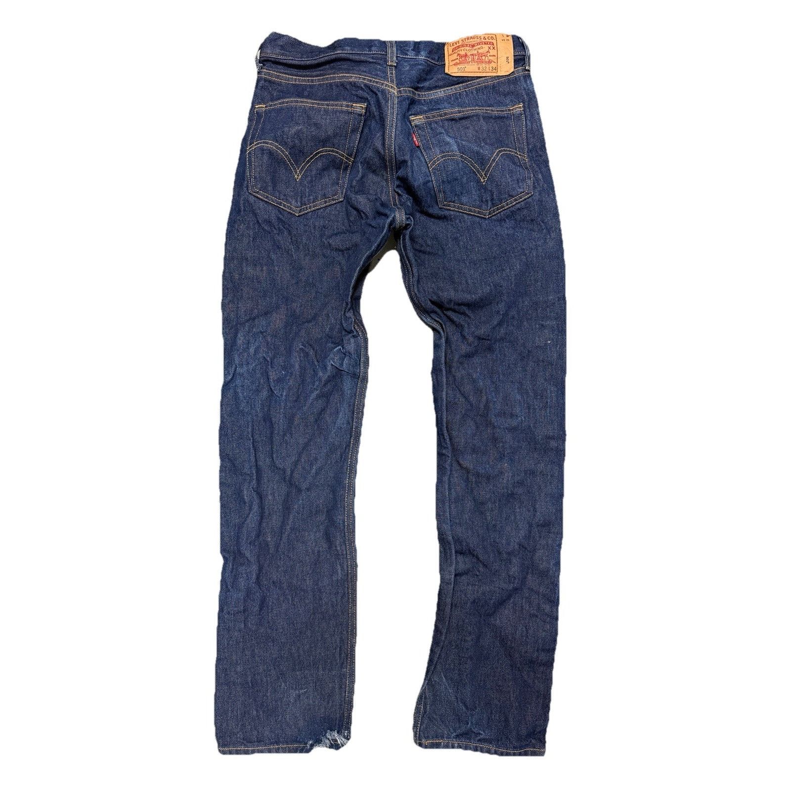 Levi's Levis 501 Jeans Mens 32x34 Dark Wash Denim Straight Leg Size US 32 / EU 48 - 2 Thumbnail