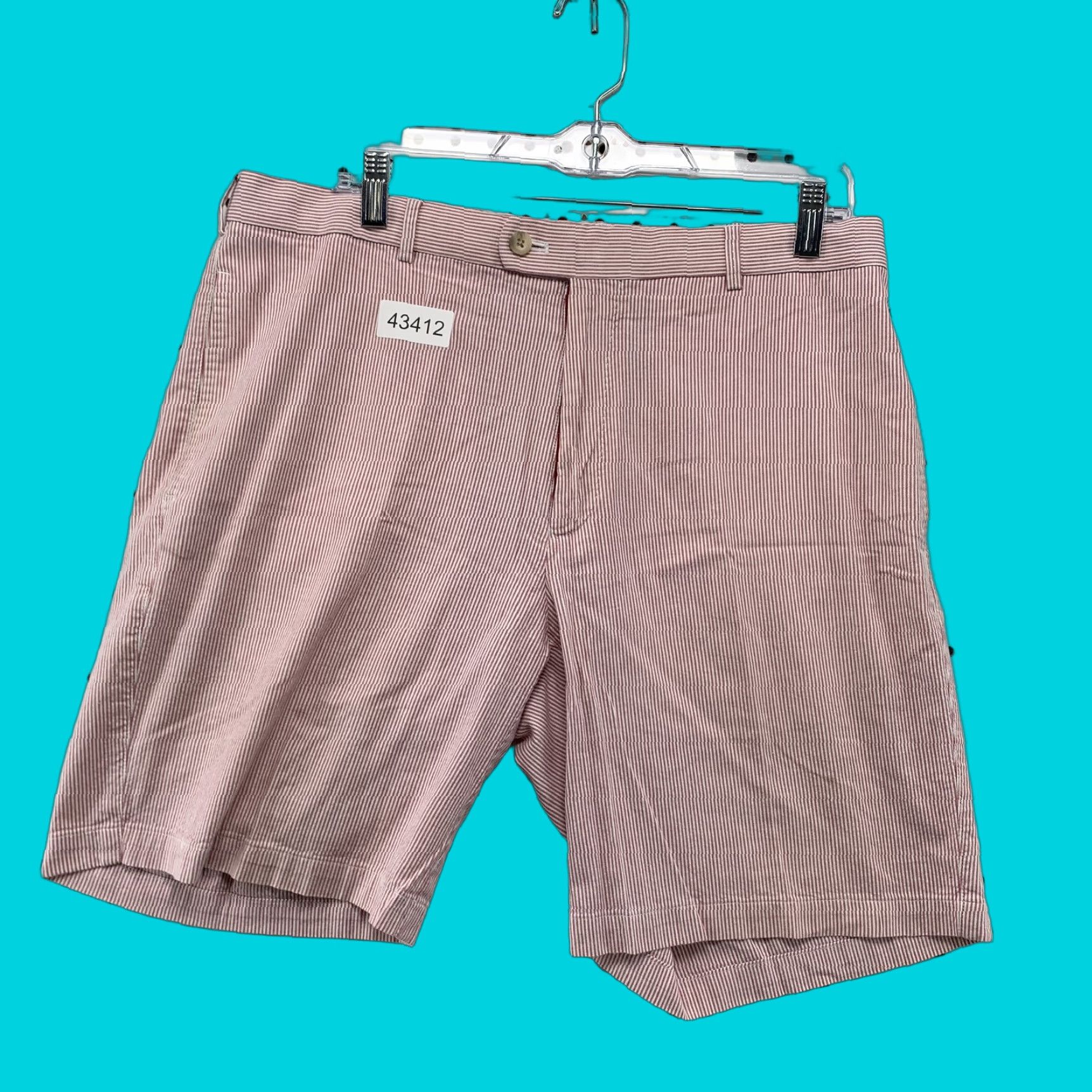 Peter Millar Peter Millar Pink Striped Chino Golf Shorts Mens Size 35 Regular Fit Size US 35 - 1 Thumbnail