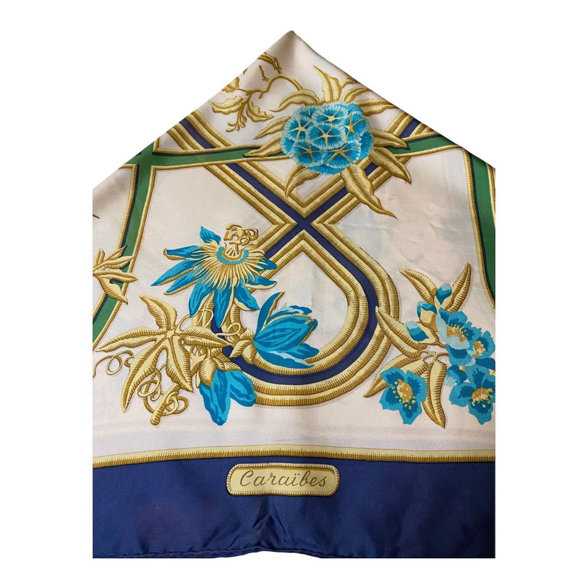 Hermes HERMES Scarf 100% Silk CARAIBES Caribbean Birds Green Ivory Size ONE SIZE - 4 Thumbnail