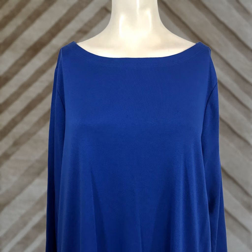Vintage Chico's Piper Boat Neck Top Blue Jay 3/4 Sleeve Cotton Knit Size XL New Womens Shirt Casual Workwear Travel Lightsweight Breathable Solid Size XL / US 12-14 / IT 48-50 - 1 Thumbnail