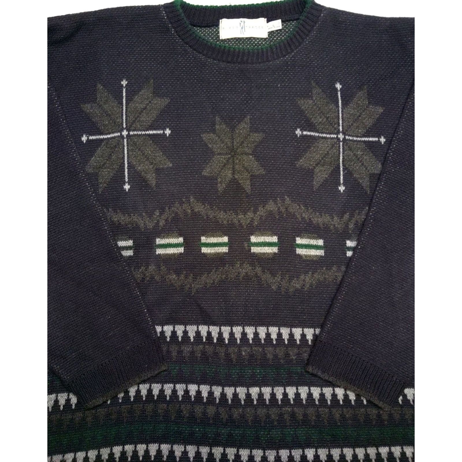 Vintage Vintage River Trader Sweater Mens L Navy Blue Geometric Crew Neck 90s Grunge Winter Fall Knit Pullover Regular Modern Vintage Theme Men Size US L / EU 52-54 / 3 - 4 Thumbnail