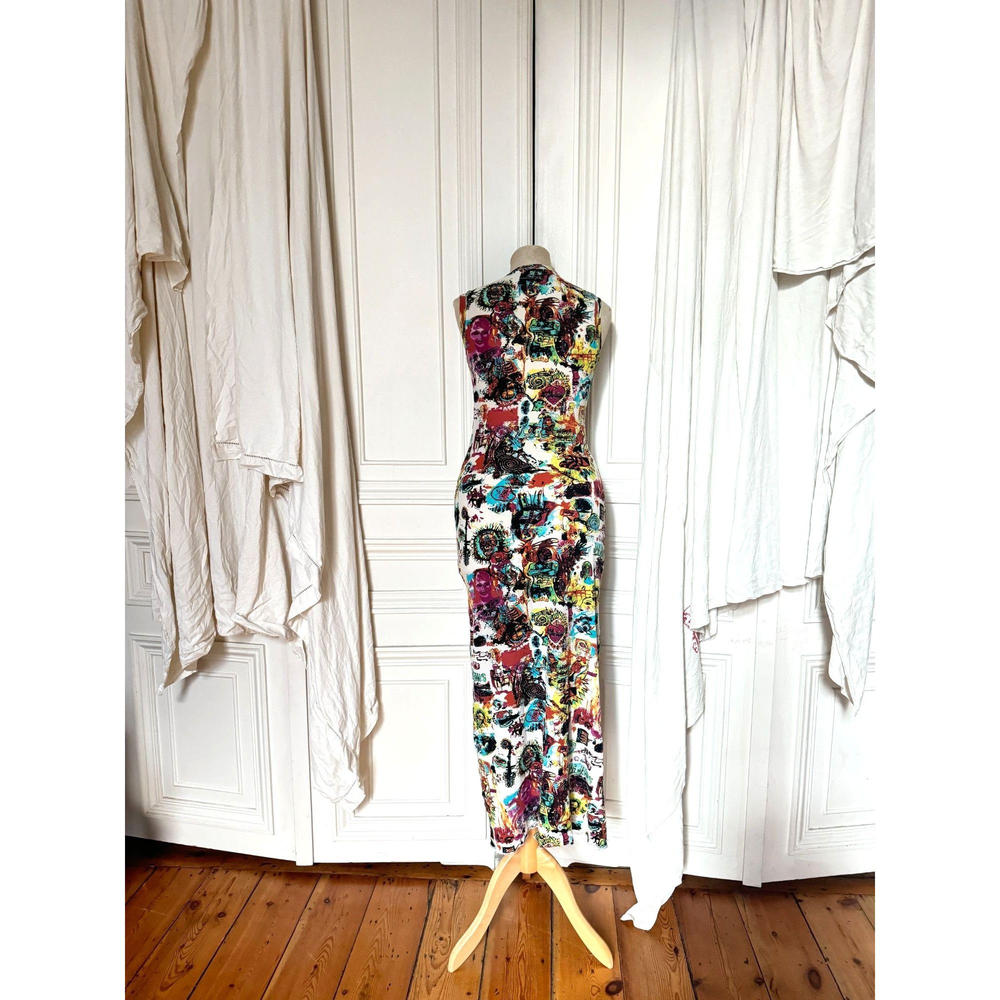 Jean Paul Gaultier Vintage 1990s Basquiat Mesh Maxi Dress Size M / US 6-8 / IT 42-44 - 3 Thumbnail