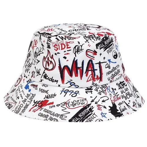 Japanese Brand "WHAT" Printing Letter bucket hat Size ONE SIZE - 1 Thumbnail