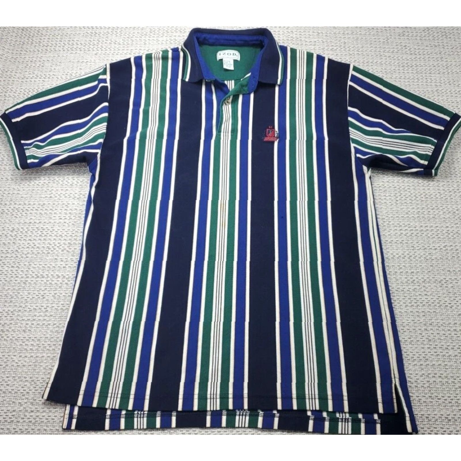 Izod VINTAGE IZOD Polo Shirt Mens L Striped Preppy Casual Shirt Golf Size US L / EU 52-54 / 3 - 2 Thumbnail