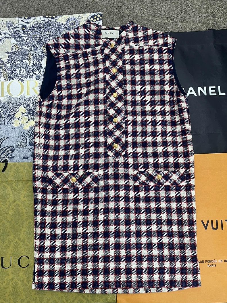 Gucci Gucci Colorblock Gold Button Tweed Dress - dmc Size US M / EU 48-50 / 2 - 1 Thumbnail