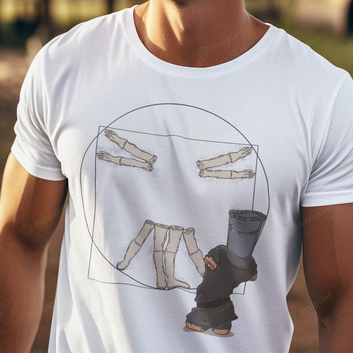 The Unbranded Brand VITRUVIAN KNIGHT MONTY PYTHON T-SHIRT Size M / US 6-8 / IT 42-44 - 3 Thumbnail