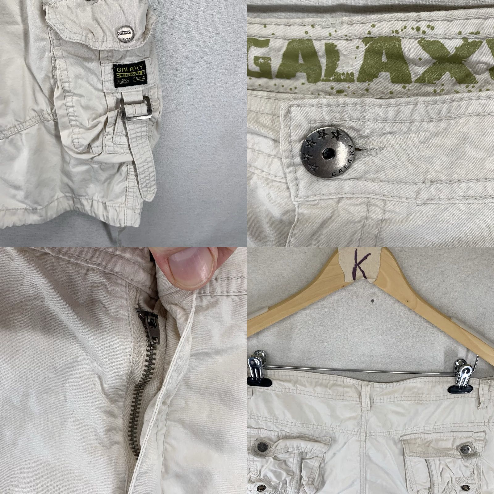 Vintage Galaxy by Harvic Mens Cargo Shorts 34 Beige Lightweight 10" Inseam Pockets Retro 90s Size US 34 / EU 50 - 8 Thumbnail