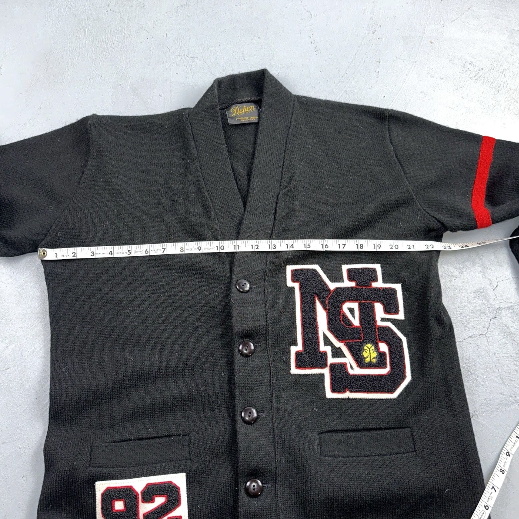 Vintage Vintage Dehen Varsity Letterman Cardigan Sweater Size 44 Black 1990s NS Size US XXL / EU 58 / 5 - 6 Thumbnail
