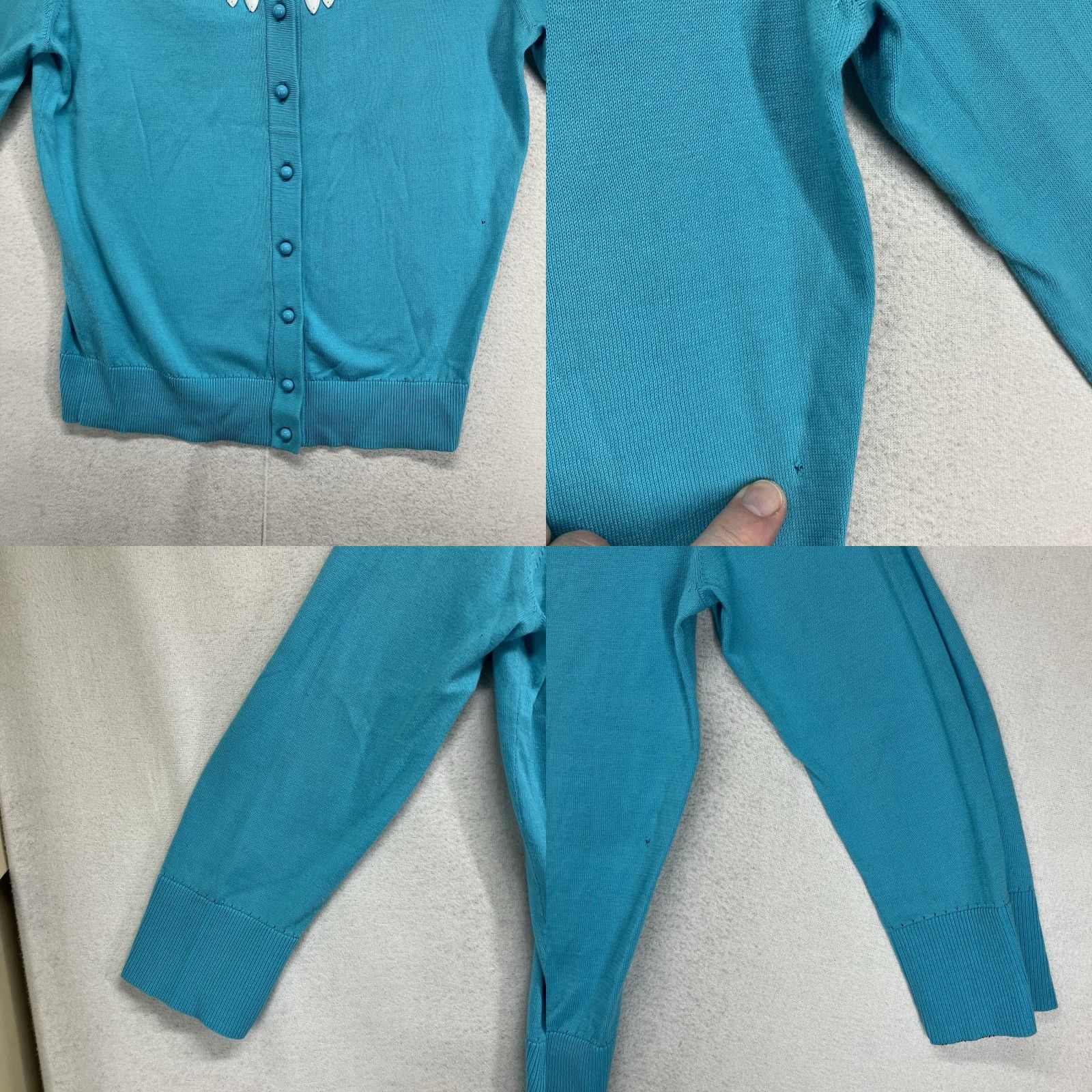 Vintage VINTAGE Kate Spade Women's Top Cotton Long Sleeve Beaded Button Up Small Hole Casual Blue 90s Size S / US 4 / IT 40 - 8 Thumbnail