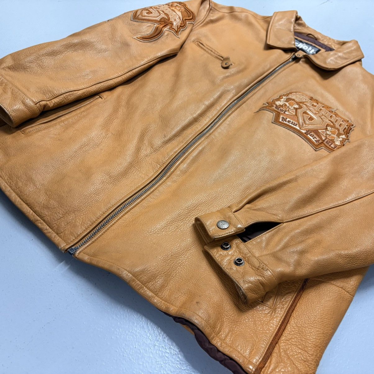 Schott Vintage Schott NYC Embroidered Leather Jacket - 4XL Size US XXL / EU 58 / 5 - 5 Thumbnail