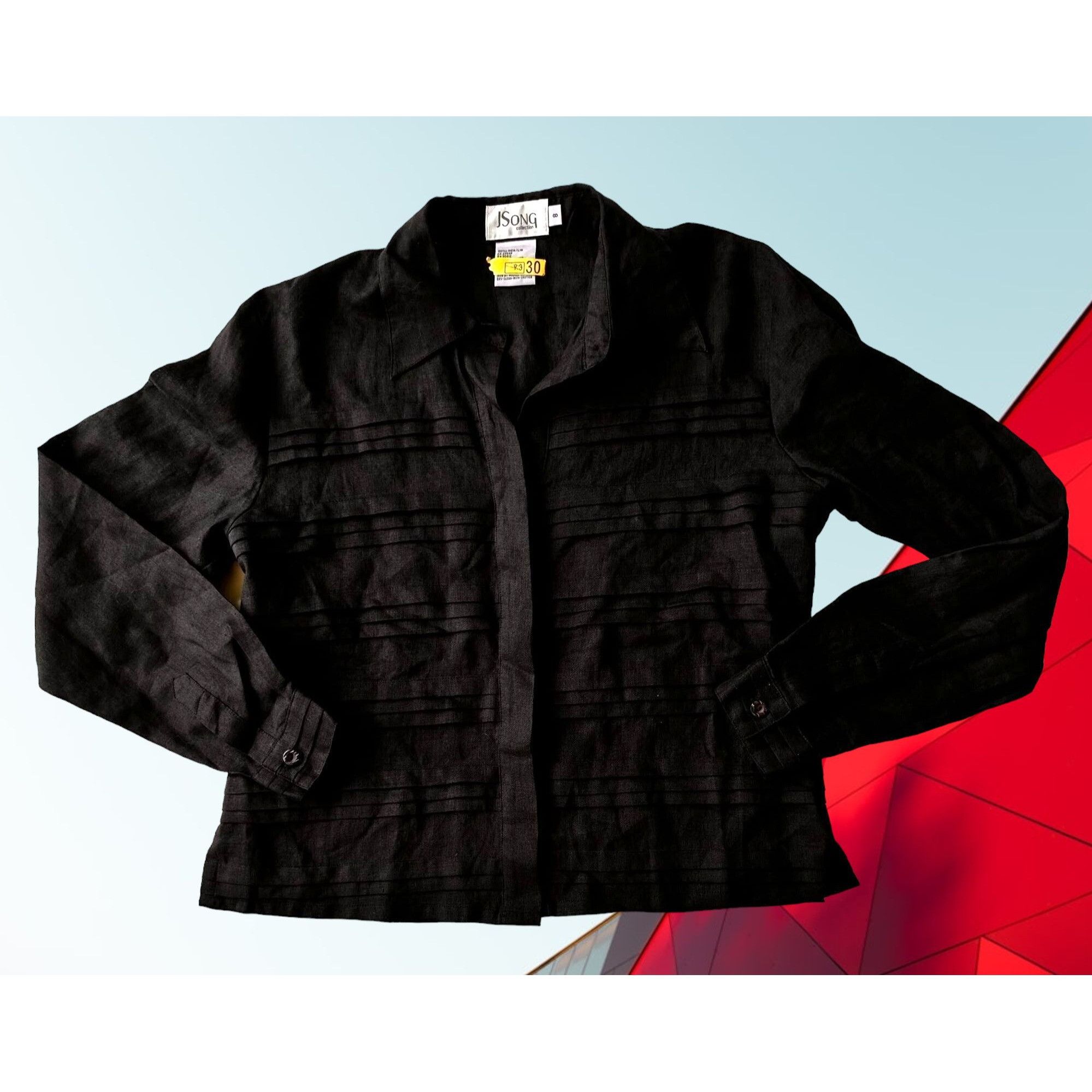 Designer × Vintage ViTG J Song Collection Blouse Size 8 Black Linen Semi Sheer Size M / US 6-8 / IT 42-44 - 2 Thumbnail