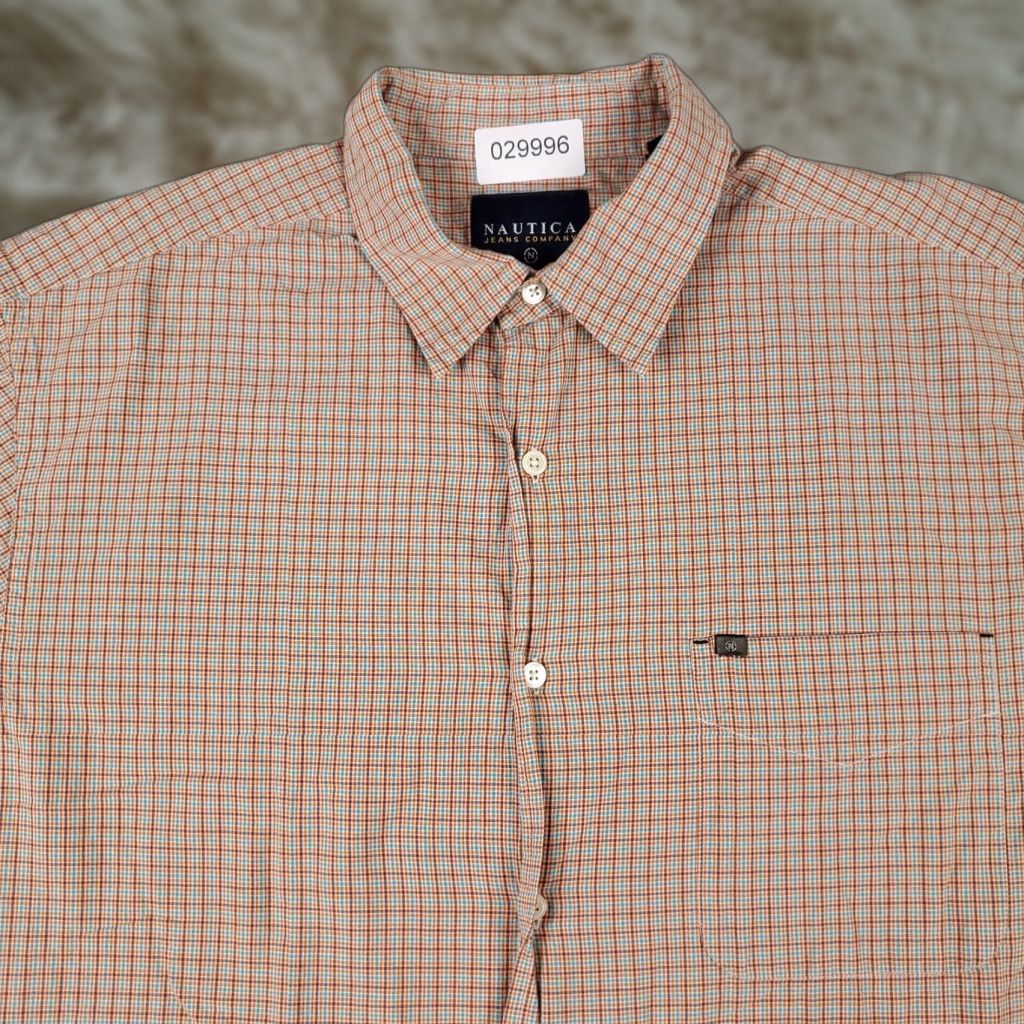 Nautica Nautica Men's Large Orange Plaid Casual Button-Up Shirt Short Sleeve Size US L / EU 52-54 / 3 - 1 Thumbnail