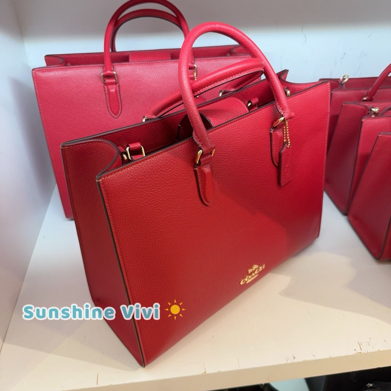Coach NWT Bundle Coach Maggie Tote CY666 Red & Long Charm Chain Size ONE SIZE - 5 Thumbnail