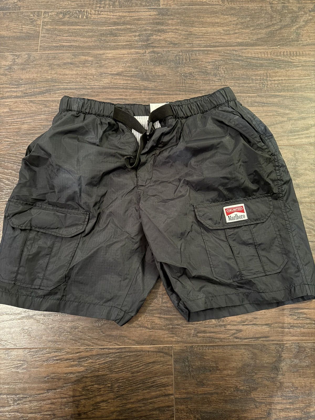 Marlboro Unlimited × Vintage Vintage Marlboro Adventure Team Nylon Cargo Shorts, Black, S Size US 29 - 1 Thumbnail