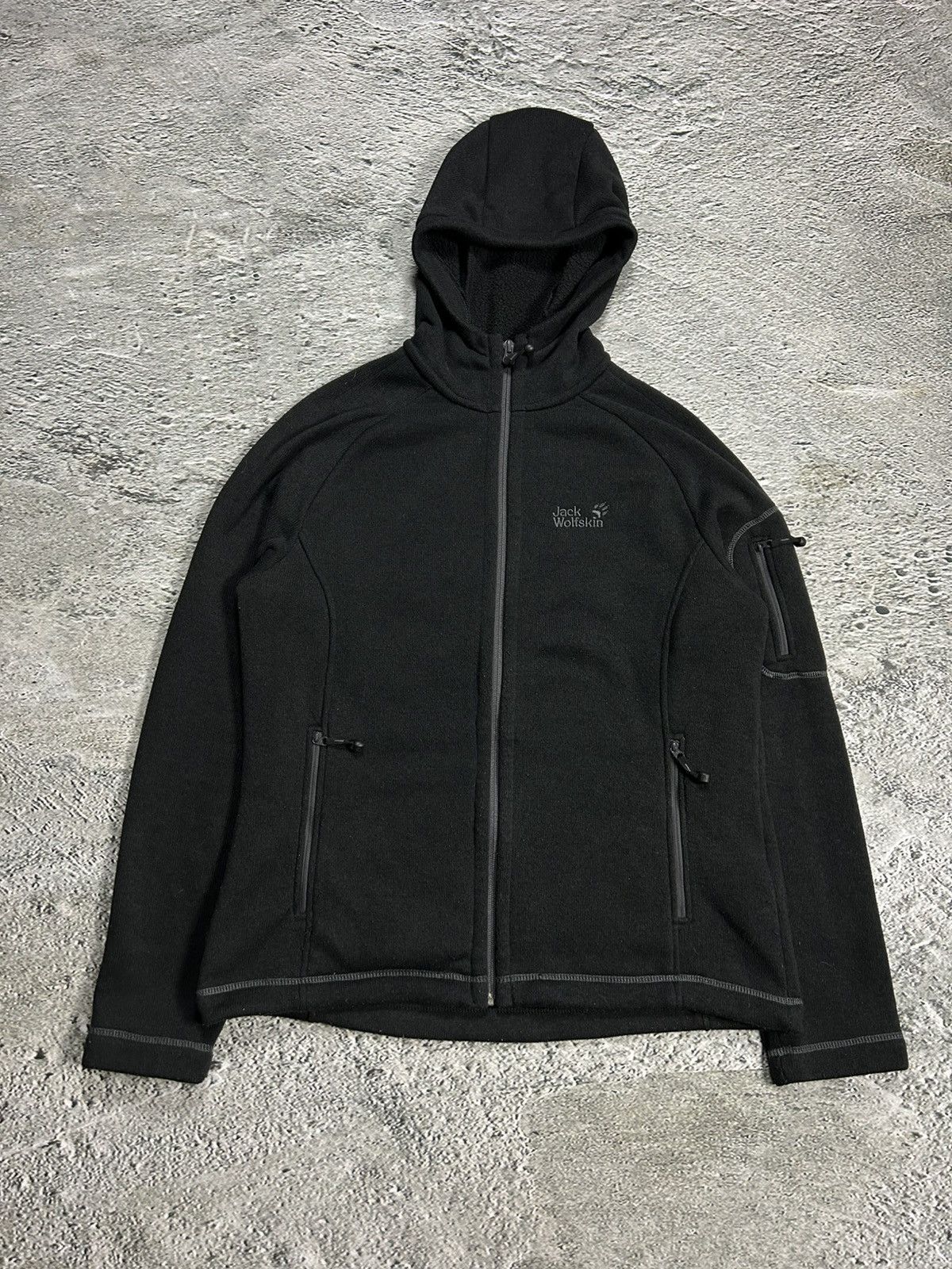 Vintage Jack Wolfskin Black Fleece Zip-Hoodie