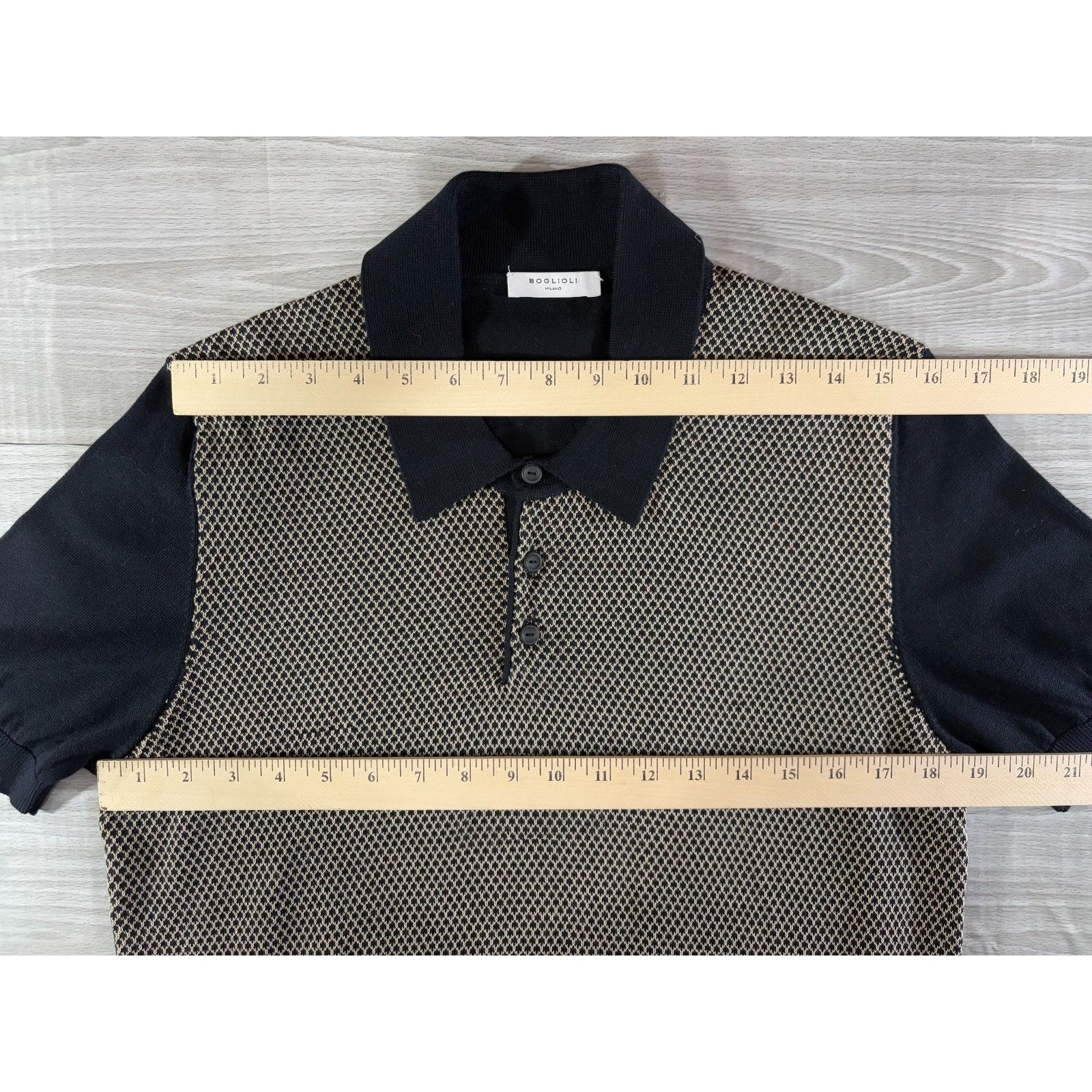 BOGLIOLI cotton knit Polo Sweater size M color navy cream NW