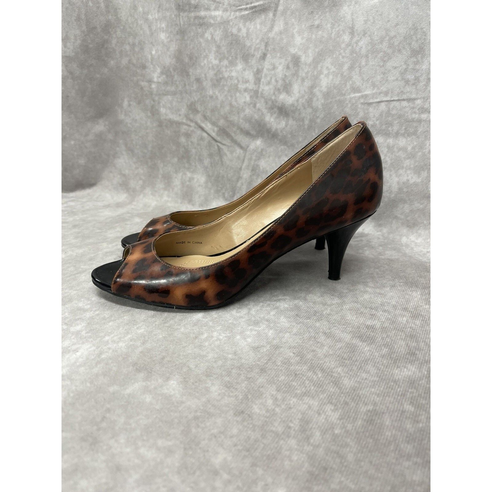 Other TAHARI Marie Women's Leather Leopard Open Toe Heel Pumps Sho Size US 4.5 / IT 34.5 - 6 Thumbnail