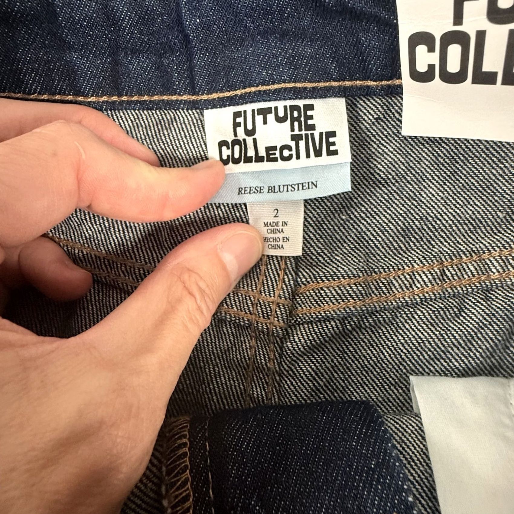 Vintage Future Collective Jeans Womens 2 Dark Wash Flare High Rise Denim Reese Blutstein Size 26" / US 2 / IT 38 - 7 Thumbnail