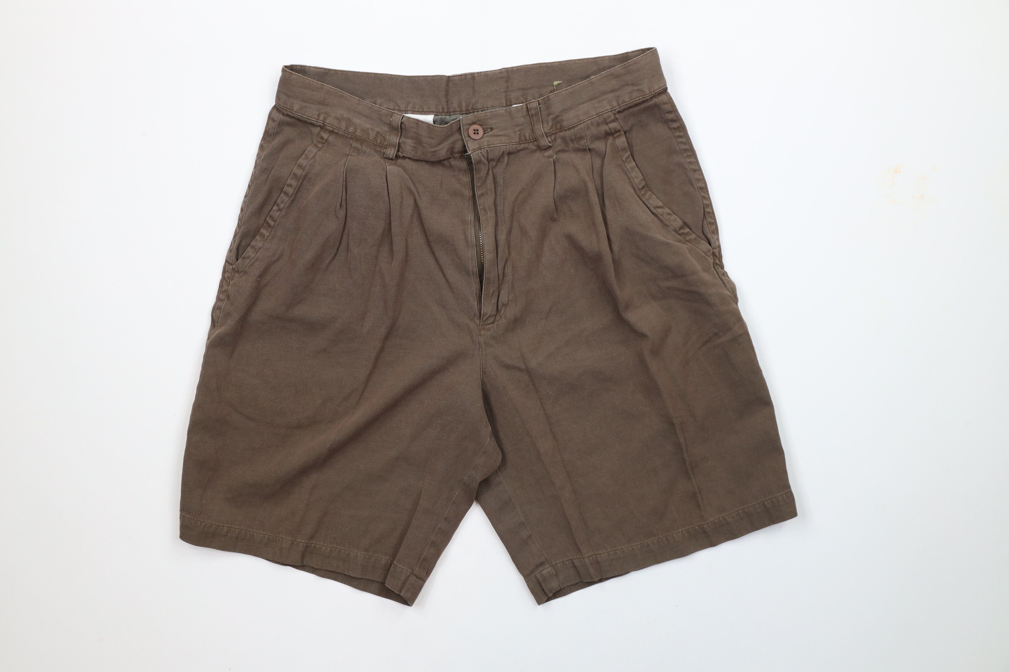 Vintage Vintage 90s Streetwear Above Knee Silk Chino Shorts Brown Size US 30 / EU 46 - 1 Thumbnail