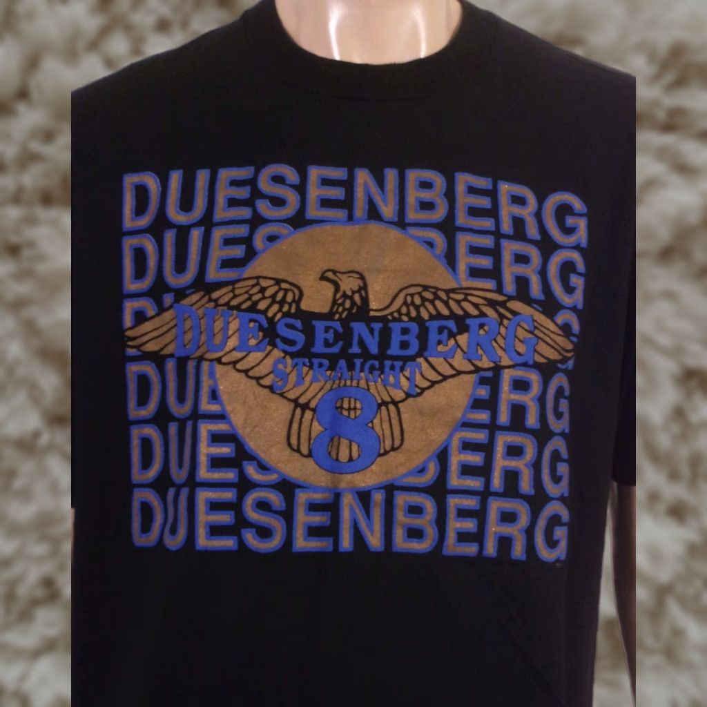 VINTAGE 90s Duesenberg Straight 8 T-Shirt Black XL Crew Neck Short Sleeve Men Shirt 90s Theme Racing Luxury Car Jerzees Gopher Sport