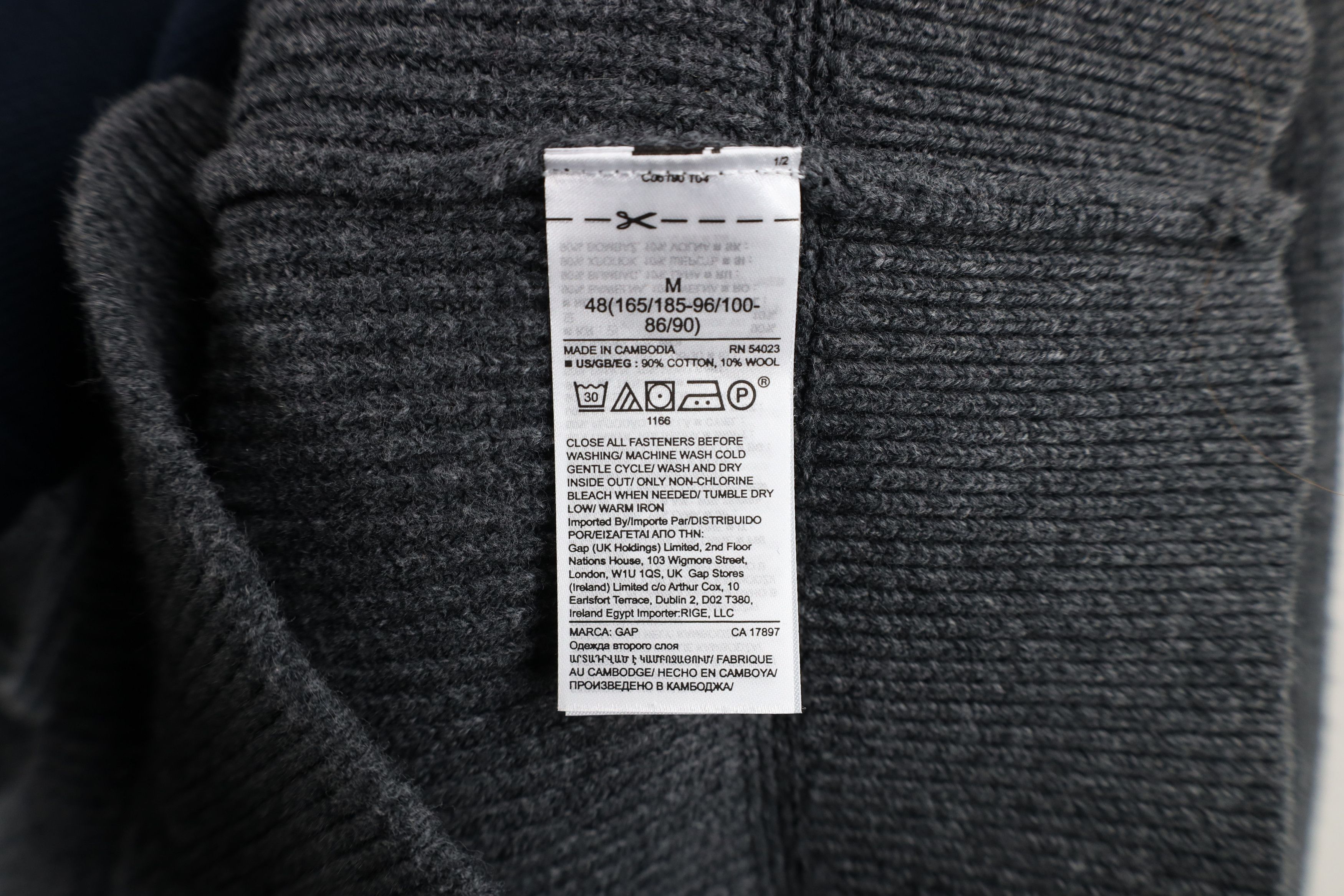 Gap × Vintage Vintage Gap Blank Cotton Ribbed Knit Henley Sweater Gray Size US M / EU 48-50 / 2 - 7 Thumbnail
