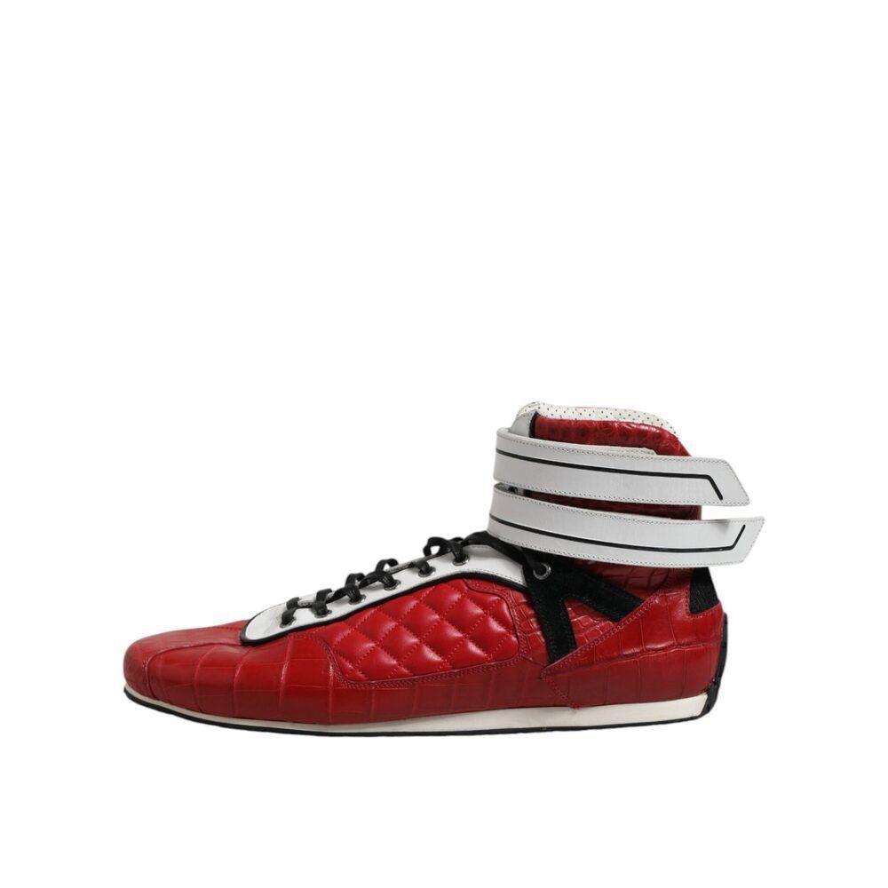 Dolce & Gabbana Dolce & Gabbana Red Quilted Leather Lace Up Sneakers Shoes Size US 11 / EU 44 - 6 Thumbnail
