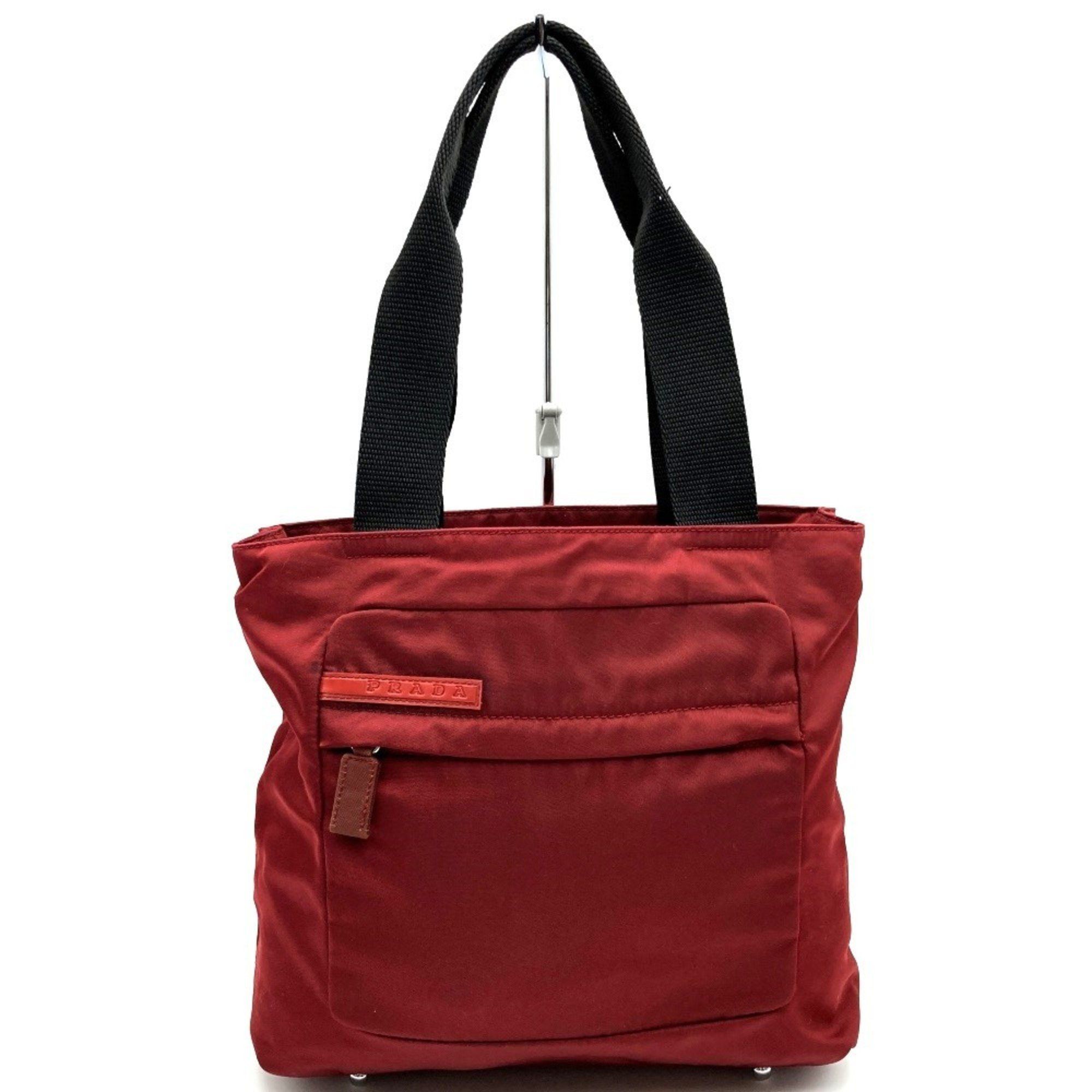 image of Pradasports Prada Sports Prada Sports Handbag Tote Bag Red X Black Nylon Women's Fashion in Red Col